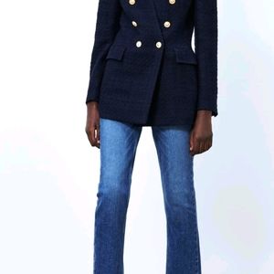 Zara Navy Blue Lapelless Blazer Size XL